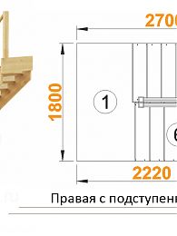 Межэтажная лестница К-004м/3 пр. на 180° с подступенниками
