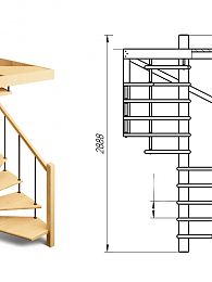 Межэтажная лестница ЛЕС-10 на 180° левая