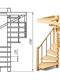 Межэтажная лестница ЛЕС-10 на 180° правая