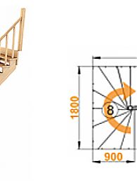 Межэтажная лестница К-003м/5 на 180° с подступенниками Правая