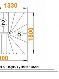 Межэтажная лестница К-003м/3 на 180° с подступенниками Левая