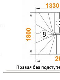 Межэтажная лестница К-003м/3 на 180° Правая