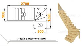 Межэтажная лестница К-001м/1 лев. на 90° с подступенками