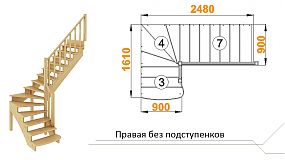 Межэтажная лестница К-001м/2 пр. на 90° под покраску