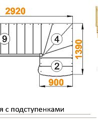 Межэтажная лестница К-001м/3 лев. на 90° с подступенками