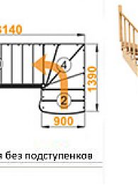 Межэтажная лестница К-001м/5 лев. на 90°