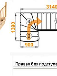 Межэтажная лестница К-001м/5 пр. на 90°