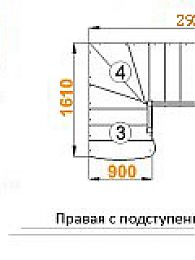 Межэтажная лестница К-001м/6 пр. на 90° с подступенками
