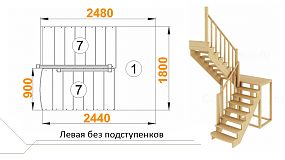 Межэтажная лестница К-004/1 на 180° левая