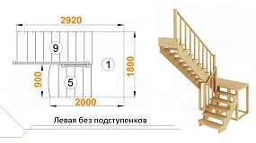 Межэтажная лестница К-004м/4 на 180° лев