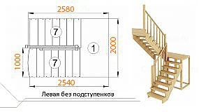 Межэтажная лестница К-104м на 180°  левая