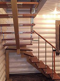 Лестница SOLO поворот на 90 с забежными ступенями.