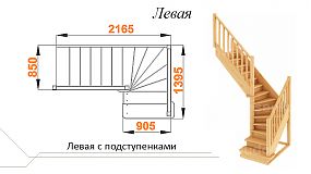 Межэтажная лестница ЛС-225 лев. 90° под покраску