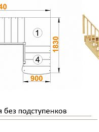 Межэтажная лестница К-002м/2 на 90° Левая