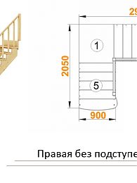 Межэтажная лестница К-002м/3 на 90° Правая