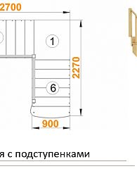 Межэтажная лестница К-002м/4 на 90° с подступенками Левая