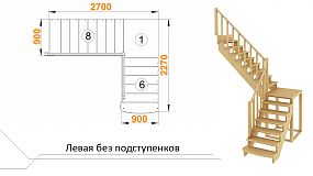 Межэтажная лестница К-002м/4 на 90° Левая