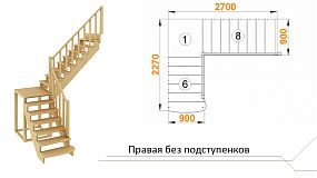 Межэтажная лестница К-002м/4 на 90° Правая