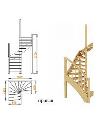 Межэтажная лестница ЛС-04м на 180° пр