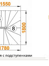 Межэтажная лестница К-003м/1 на 180° с подступенниками Левая