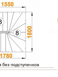 Межэтажная лестница К-003м/1 на 180° Левая