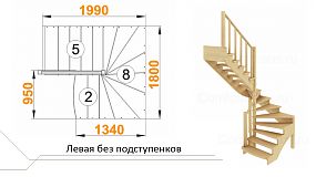 Межэтажная лестница К-003м/4 на 180° Левая