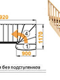 Межэтажная лестница К-001м/8 лев. на 90° с подступенками