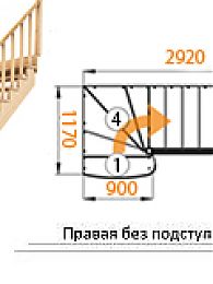 Межэтажная лестница К-001м/8 пр. на 90° с подступенками