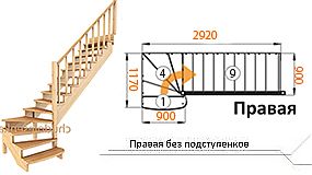 Межэтажная лестница К-001м/7 пр. на 90°