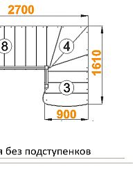 Межэтажная лестница К-001м/4 лев. на 90°