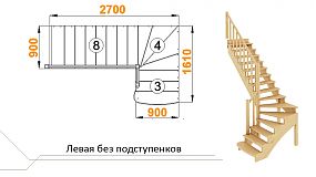 Межэтажная лестница К-001м/4 лев. на 90°