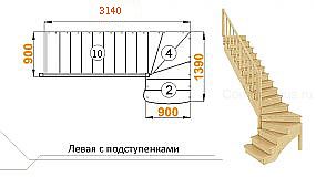 Межэтажная лестница К-001м/5 лев. на 90° с подступенками