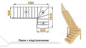 Межэтажная лестница К-001м/6 лев. на 90° с подступенками