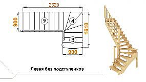 Межэтажная лестница К-001м/6 лев. на 90°